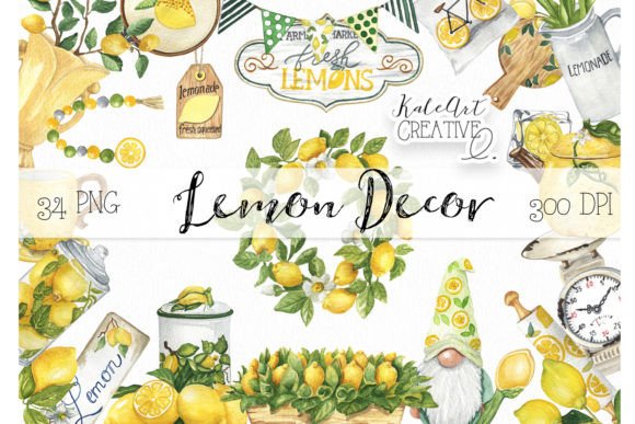 Download Watercolor Lemon Decor Clipart. - Clip Collection