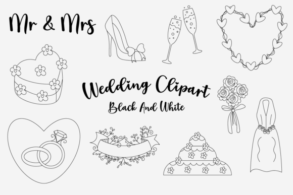 Download Wedding Clipart Black and White Free - Clip Collection
