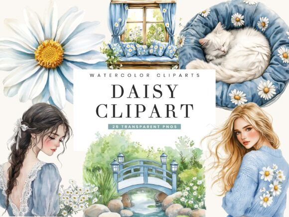 Download Watercolor Daisy Clipart Clipart Bundle - Clip Collection