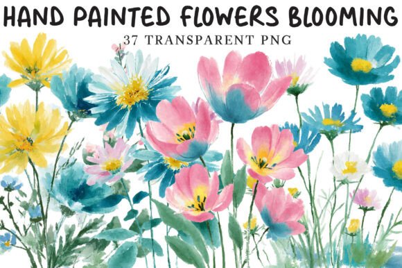 Download Hand Painted Flowers Blooming Clipart - Clip Collection