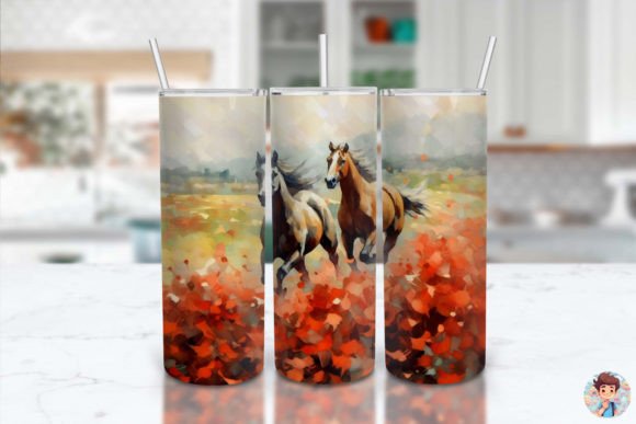 Download Poppy Field Running Horses Tumbler Wrap - Poppy field Collection