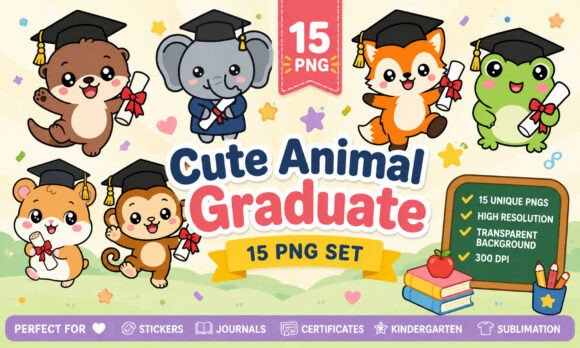 Download Cute Animal Graduate PNG Clipart Bundle - Clip Collection