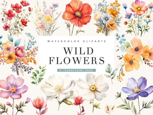 Download Watercolor Wild Flower Clipart Bundle - Clip Collection
