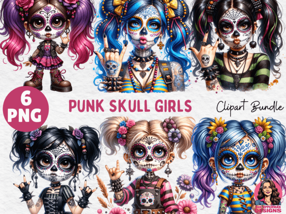 Download Punk Skull Girls - 6 PNG Clip - Clip Collection