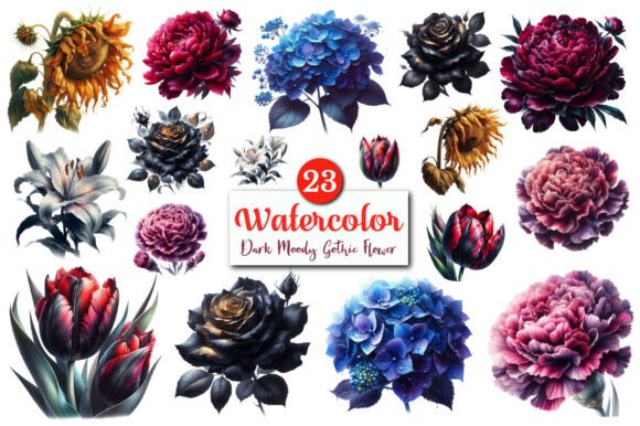 Download Dark Moody Gothic Flower Clipart Bundle. - Clip Collection