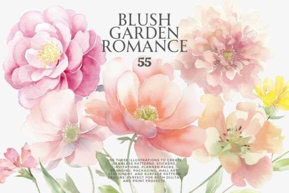 Download Blush Garden Romance Clipart Set - Clip Collection