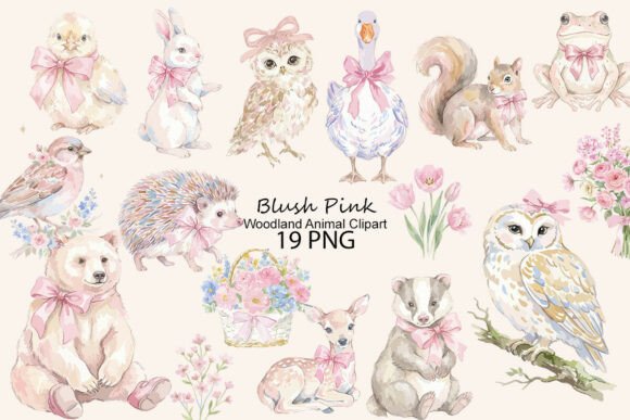 Download Blush Pink Woodland Animal Clipart - Clip Collection