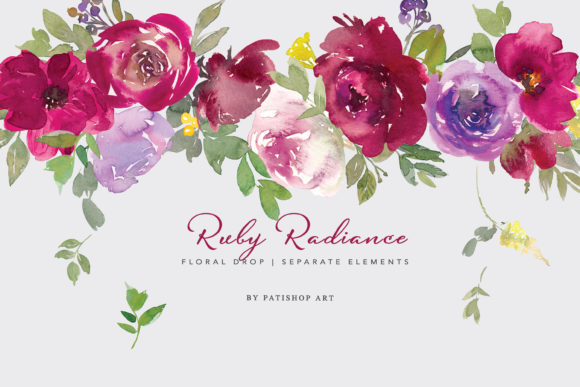 Download Watercolor Burgundy Red Floral Clipart - Clip Collection