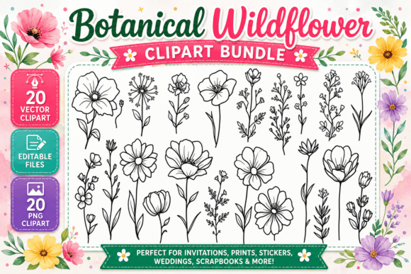 Download Botanical Wildflower Digital Clipart PNG - Clip Collection