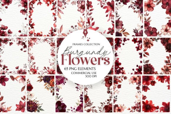 Download Burgundy Flowers Clipart Frames - Clip Collection