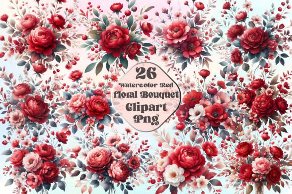 Download Watercolor Red Floral Bouquet Clipart - Clip Collection