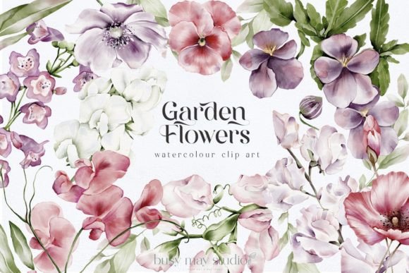 Download Garden Flowers Watercolour Clip Art PNG - Clip Collection