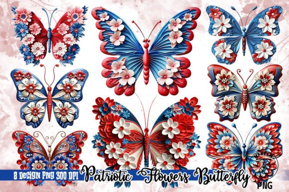 Download 3D Patriotic Flowers Butterfly Clipart - Clip Collection