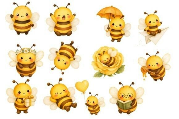Download Watercolor Cute Bees Clipart PNG - Clip Collection