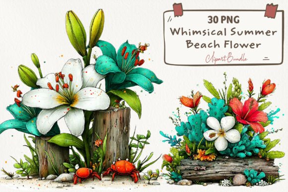 Download Whimsical Summer Beach Flower Clipart - Clip Collection