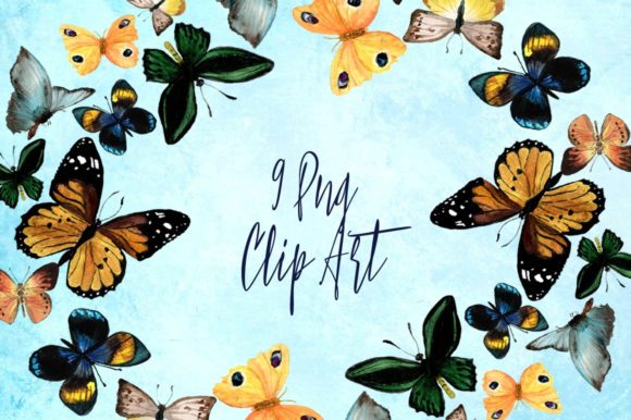 Download 9 Watercolor Butterflies Clip Art - Clip Collection