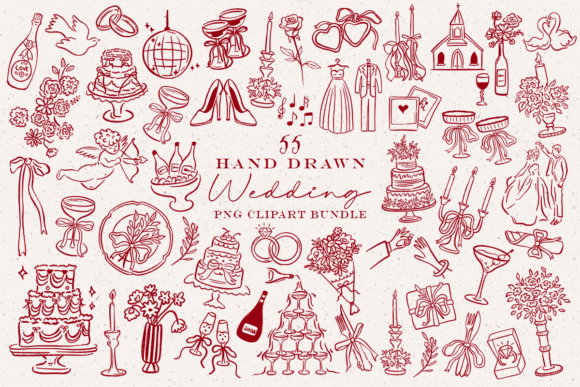 Download Hand Drawn Wedding PNG Clipart Bundle - Clip Collection