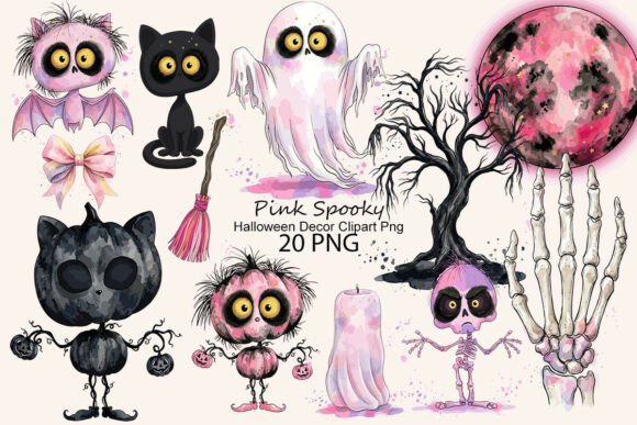 Download Pink Spooky Halloween Decor Clipart Png - Clip Collection