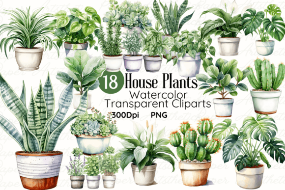 Download Watercolor House Plants Clipart Bundle - Clip Collection