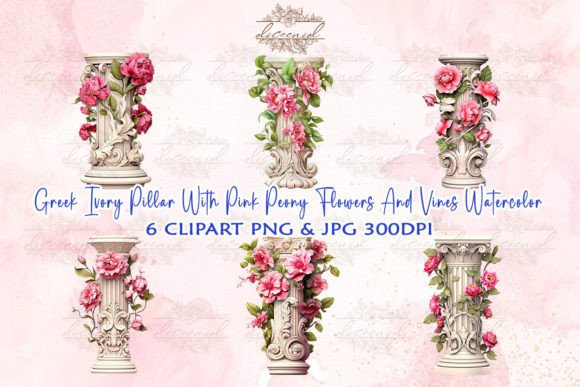 Download Greek Ivory Pillar with Peony Clipart - Clip Collection
