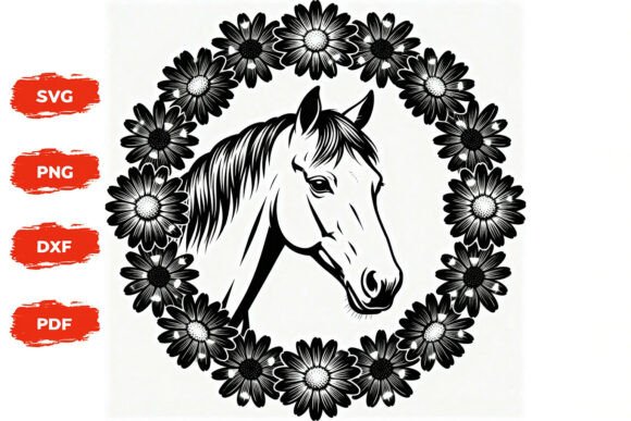 Download Horse Head Daisy Wreath SVG Clipart - Premium Resources
