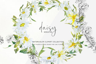 Download Watercolor Daisy Wreath Clip Art Set - Clip Collection