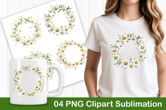 Download Botanical Daisy Wreath PNG Art - Premium Bundle