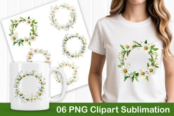 Download White Daisy Wreath Floral Clipart - Premium Bundle
