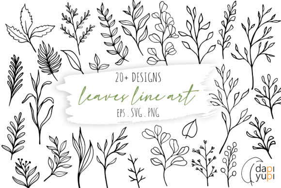 Download Botanical Line Art Clipart. Floral Set - Clip Collection