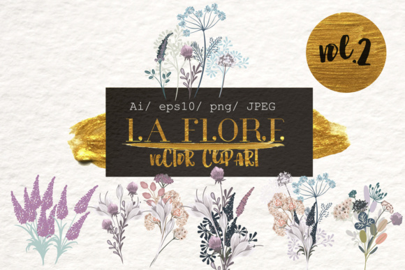 Download Vector Floral Clipart Collection in Rustic Watercolor Style Vol.2 - Clip Collection