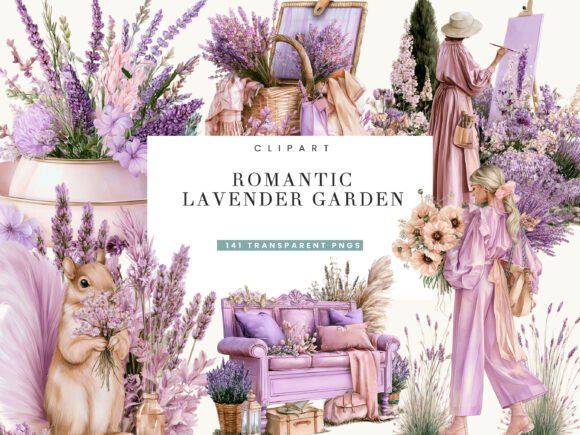 Download Romantic Lavender Garden Clipart Bundle - Clip Collection