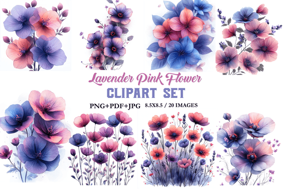 Download Lavender Pink Flower Clipart Set - Clip Collection