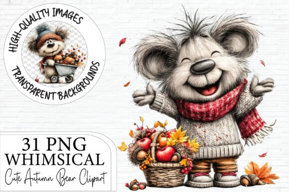 Download Whimsical Cute Autumn Bear PNG Clipart - Clip Collection