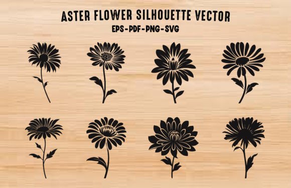 Download Aster Flower Silhouettes Clipart PNG Set - Clip Collection