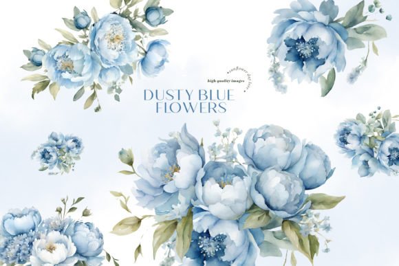 Download Elegant Dusty Blue Flowers Clipart - Clip Collection