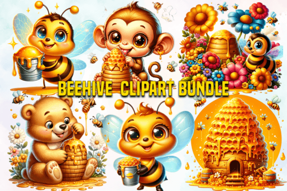 Download Beehive Clipart Bundle, Honey Bee Bundle - Clip Collection
