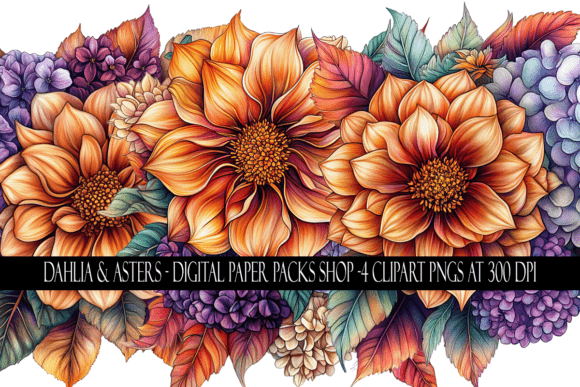 Download Fall Dahlias and Aster Flower Clipart - Clip Collection