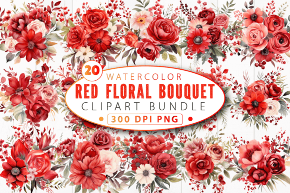 Download Watercolor Red Floral Bouquet Clipart Bu - Clip Collection