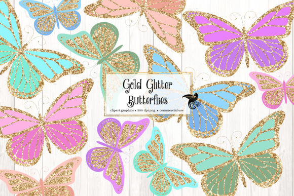 Download Gold Glitter Butterflies Clipart - Clip Collection