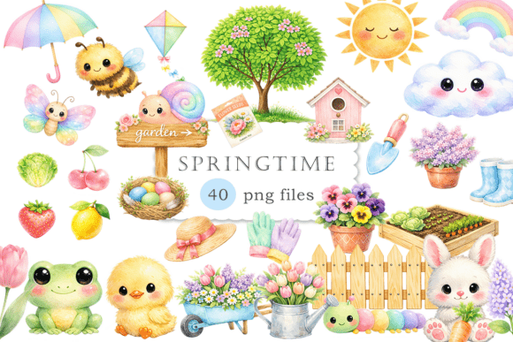 Download Springtime Cute Clipart Watercolor PNG - Clip Collection