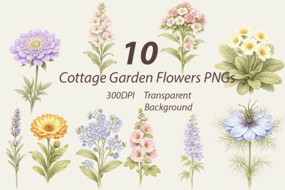 Download Cottage Garden Flowers Clipart Bundle - Clip Collection