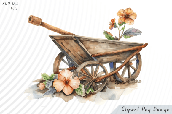 Download Rustic Wheelbarrow with Flowers PNG Clip - Clip Collection