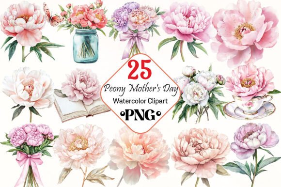Download Watercolor Peony Mother's Day ClipArt's - Clip Collection