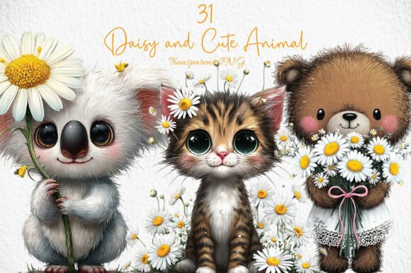 Download Daisy and Cute Animal Clipart PNG - Clip Collection