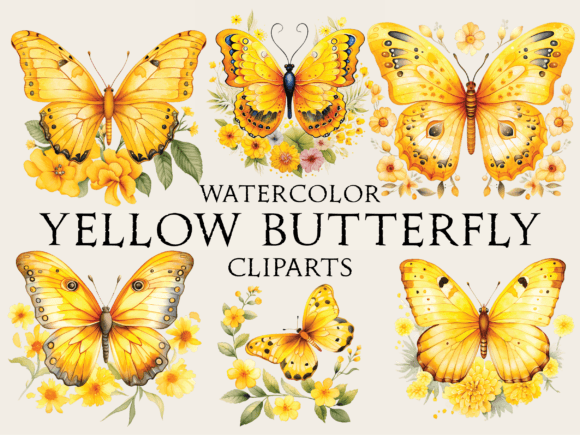 Download Watercolor Yellow Butterfly Cliparts - Clip Collection