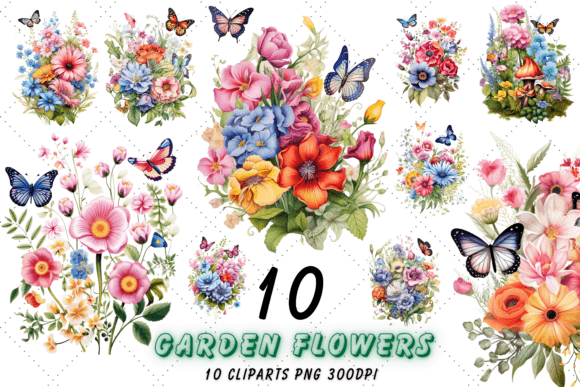 Download Watercolor Garden Flowers Clipart Bundle - Clip Collection
