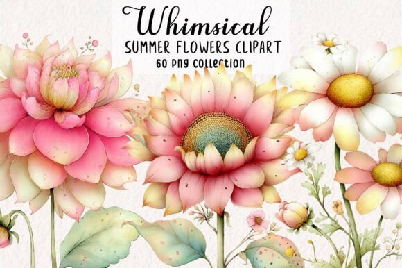 Download Whimsical Summer Flowers Clipart PNG - Clip Collection