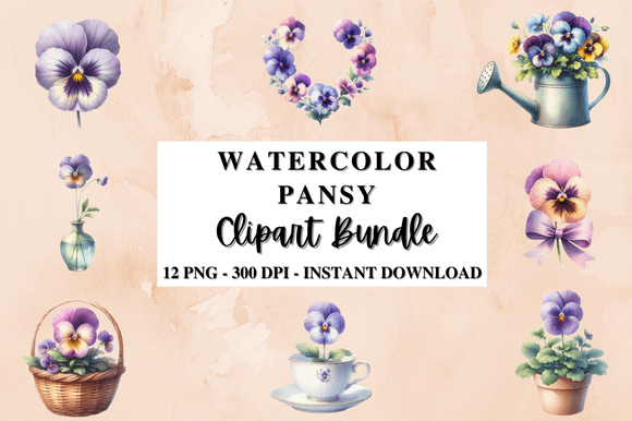 Download Watercolor Pansy Clipart Bundle - Clip Collection