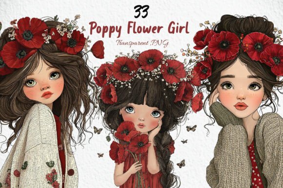 Download Poppy Flower Girl PNG Clipart - Clip Collection