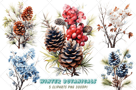 Download Winter Watercolor Botanicals Clipart - Clip Collection